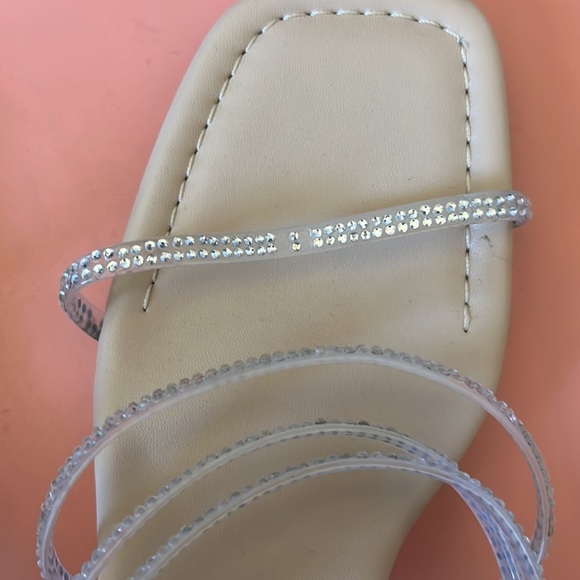 Clear Rhinestone Block Sandals - Picture 3 of 4